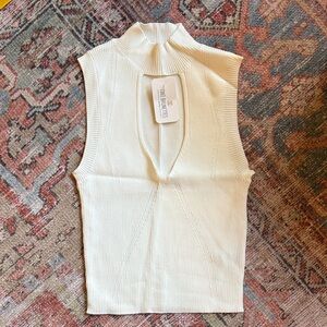 Miss Love Cream Knit Peep Hole Sleeveless Top